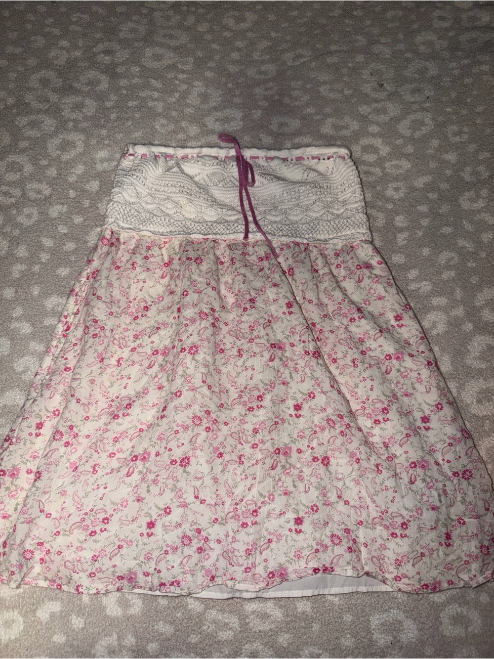 Hollister White Strapless Floral Sleep Skirt with Pink Accents